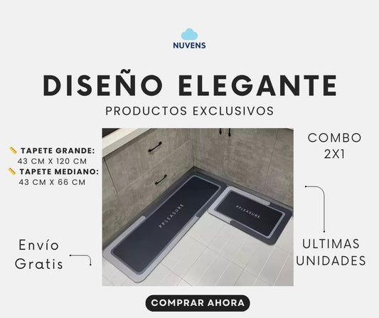 Combo de Tapetes Antideslizantes – Juego de 2 para Cocina y Baño